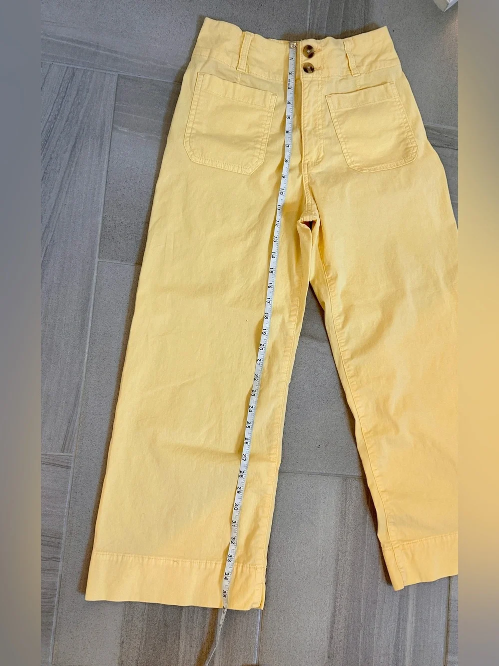 NWOT Sz 2 LC Lauren Conrad Butter Yellow Wide-Leg Cotton Pants - Picture 3 of 7